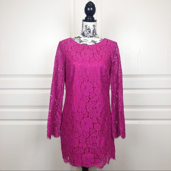 Alexia Admor Bell Sleeve Lace Midi Dress Fuchsia - Picture 2 of 6